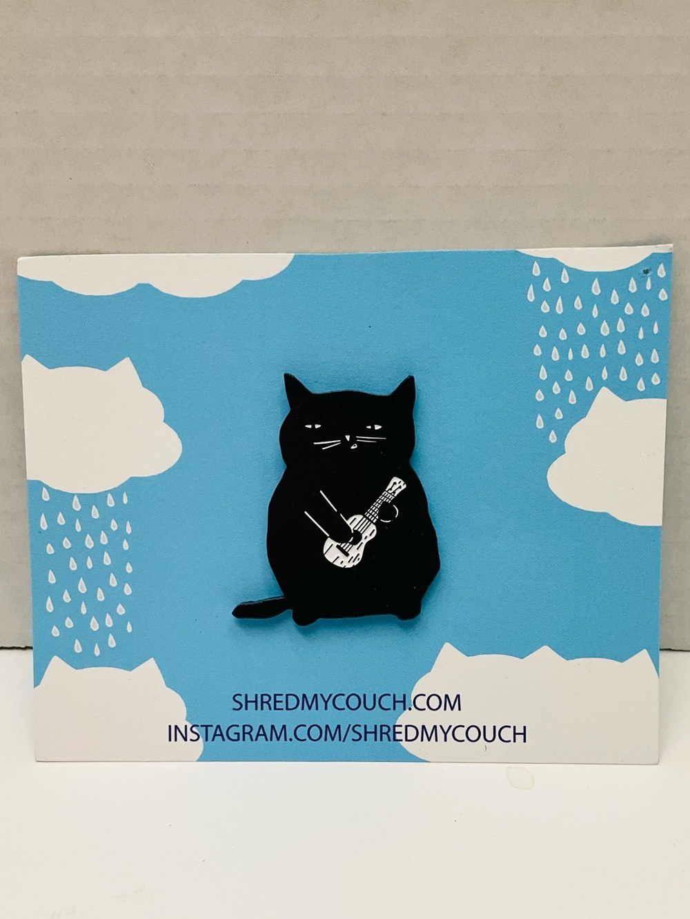 🌼4/$10🌼 NEW SHRED MY COUCH Black Cat with Guitar Pin - Cute Cat Pin